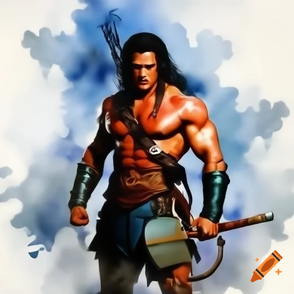 Conan the Barbarian in watercolor style inspired by Simon Beasley and Barry Windsor-Smith