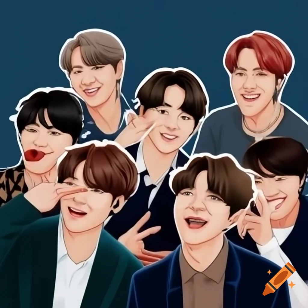 Animated pictures of BTS members