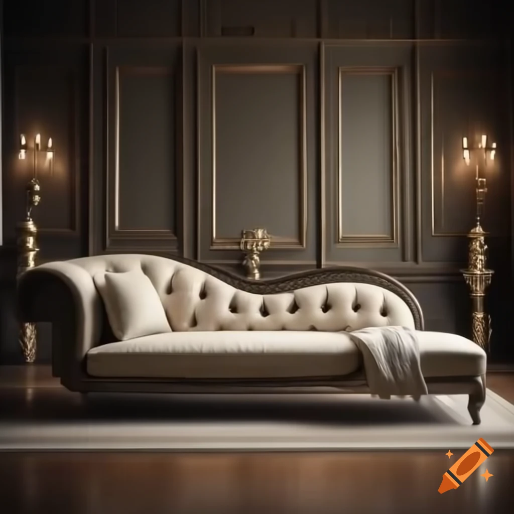 High resolution chaise in a luxurious interior room