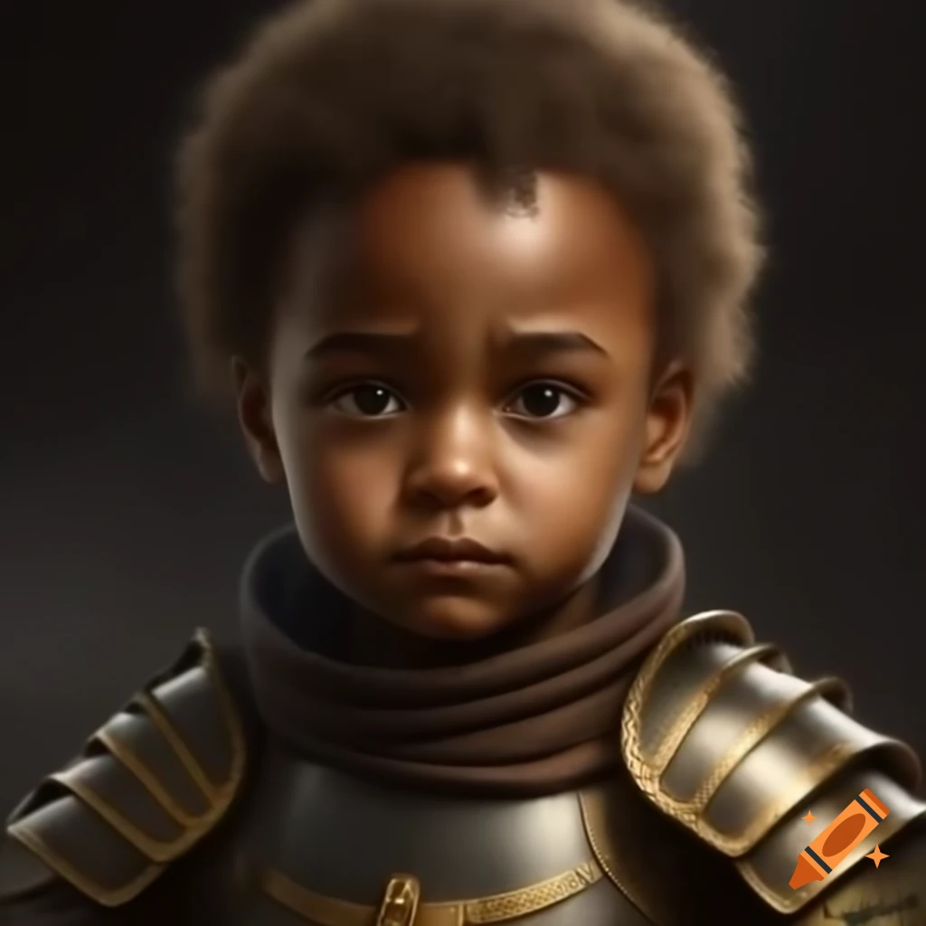 Child Exu in golden war armor