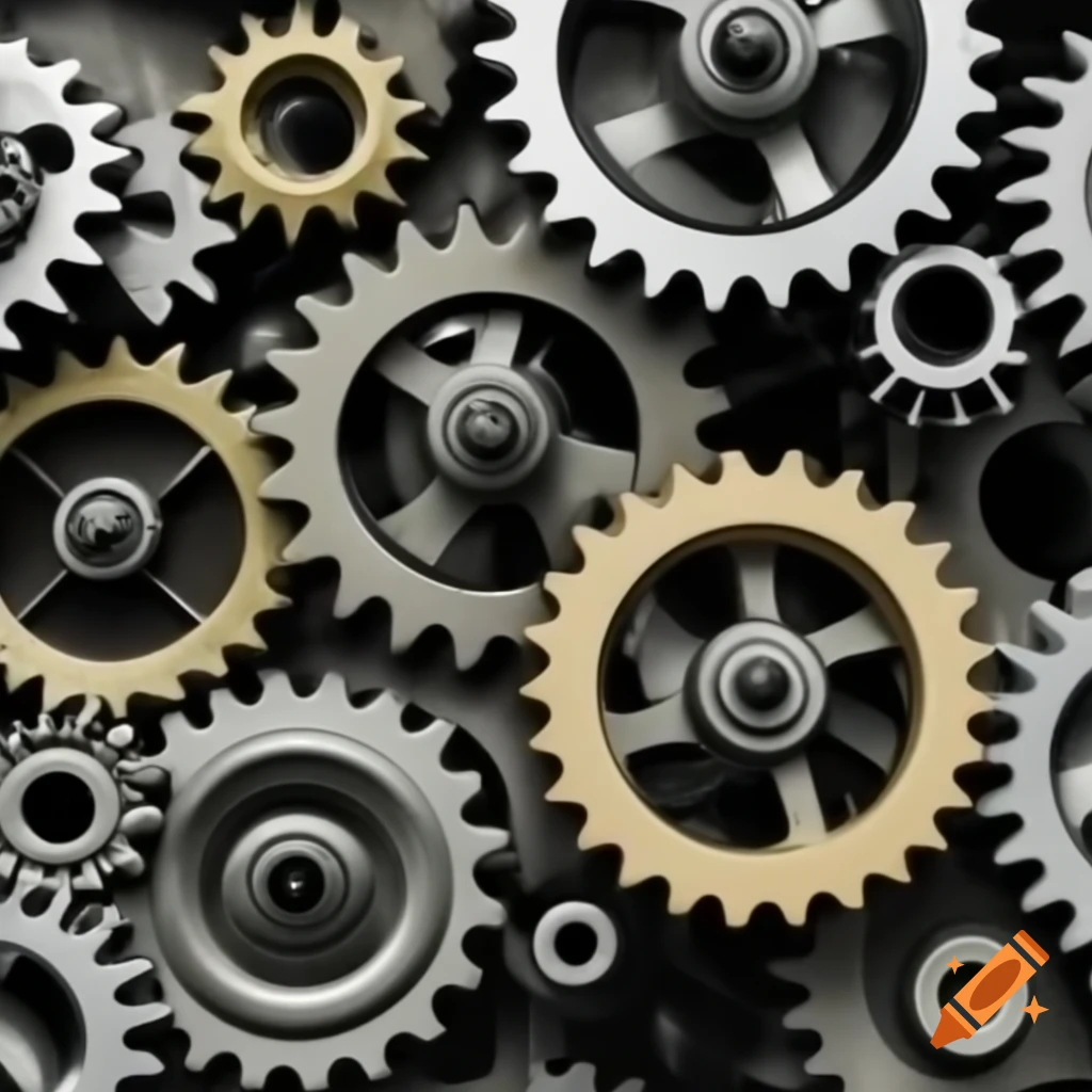 Collection of big and small cogwheels