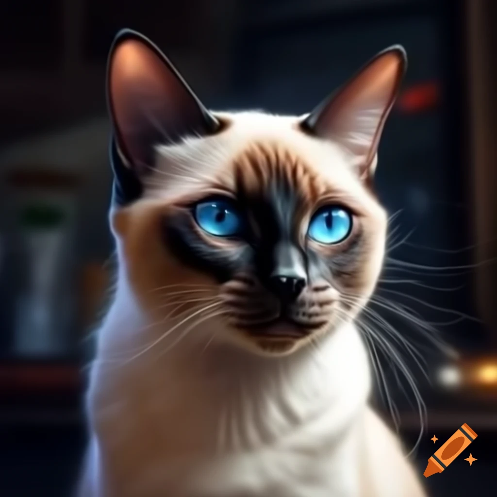 Anime style Siamese cat illustration