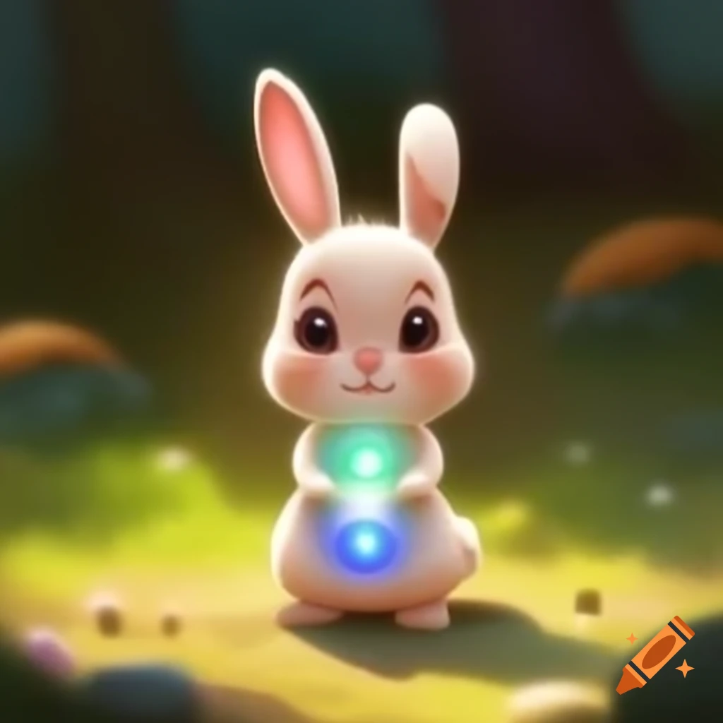 Cute rabbit illustrated with seven chakras