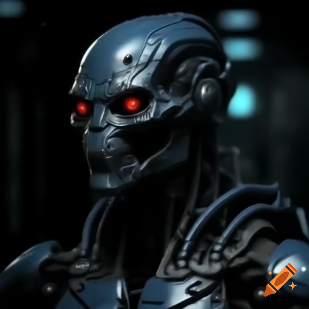 Sci-fi executioner character in dark setting