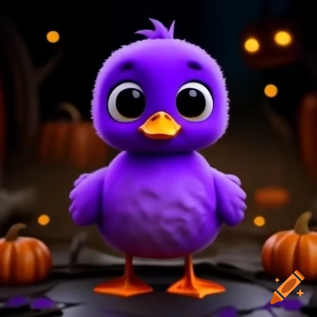Purple Halloween-themed duck decoration