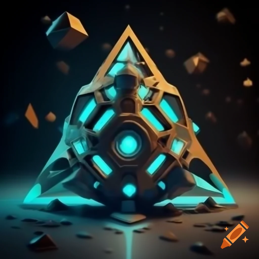 Futuristic 3D geometric design featuring intricate shapes