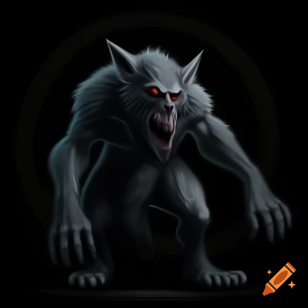 Highly detailed hand-painted werewolf in medieval style, front view