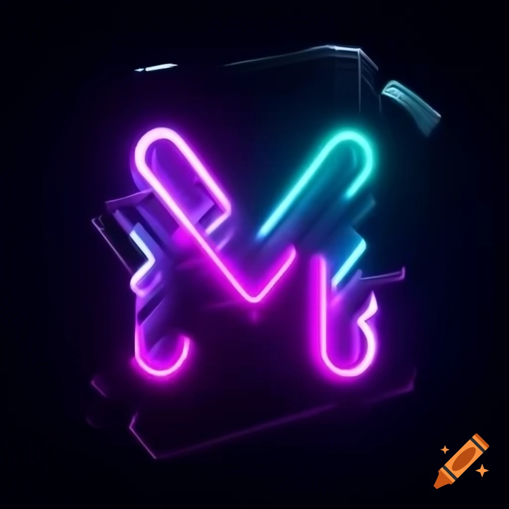 Stylized letter M designed as a neon tube or brushstroke