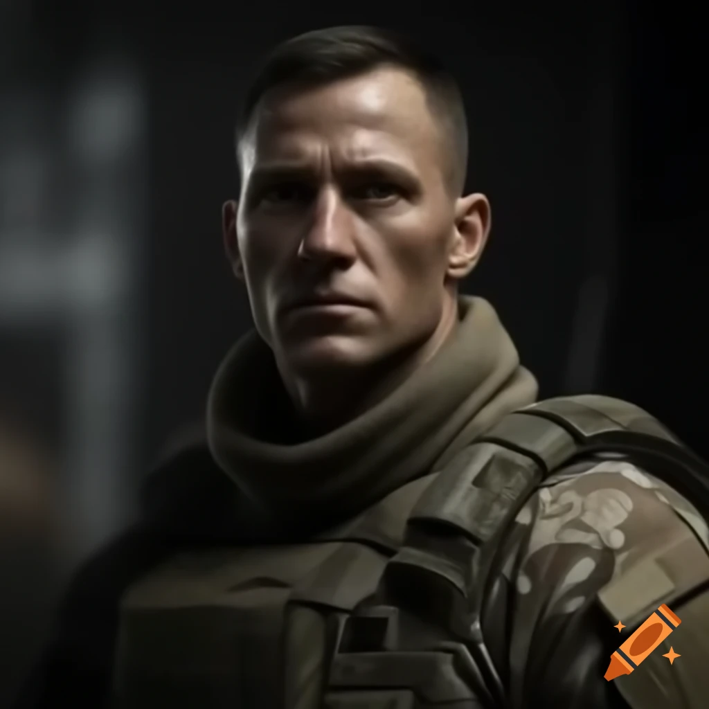 Realistic portrayal of a soldier in uniform