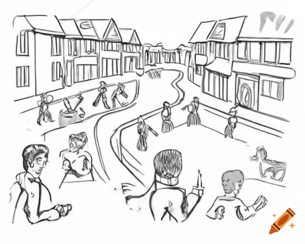 People In Town Square Whispering With Exaggerated Expressions On Craiyon people-in-town-square-whispering-with-exaggerated-expressions-on-craiyon