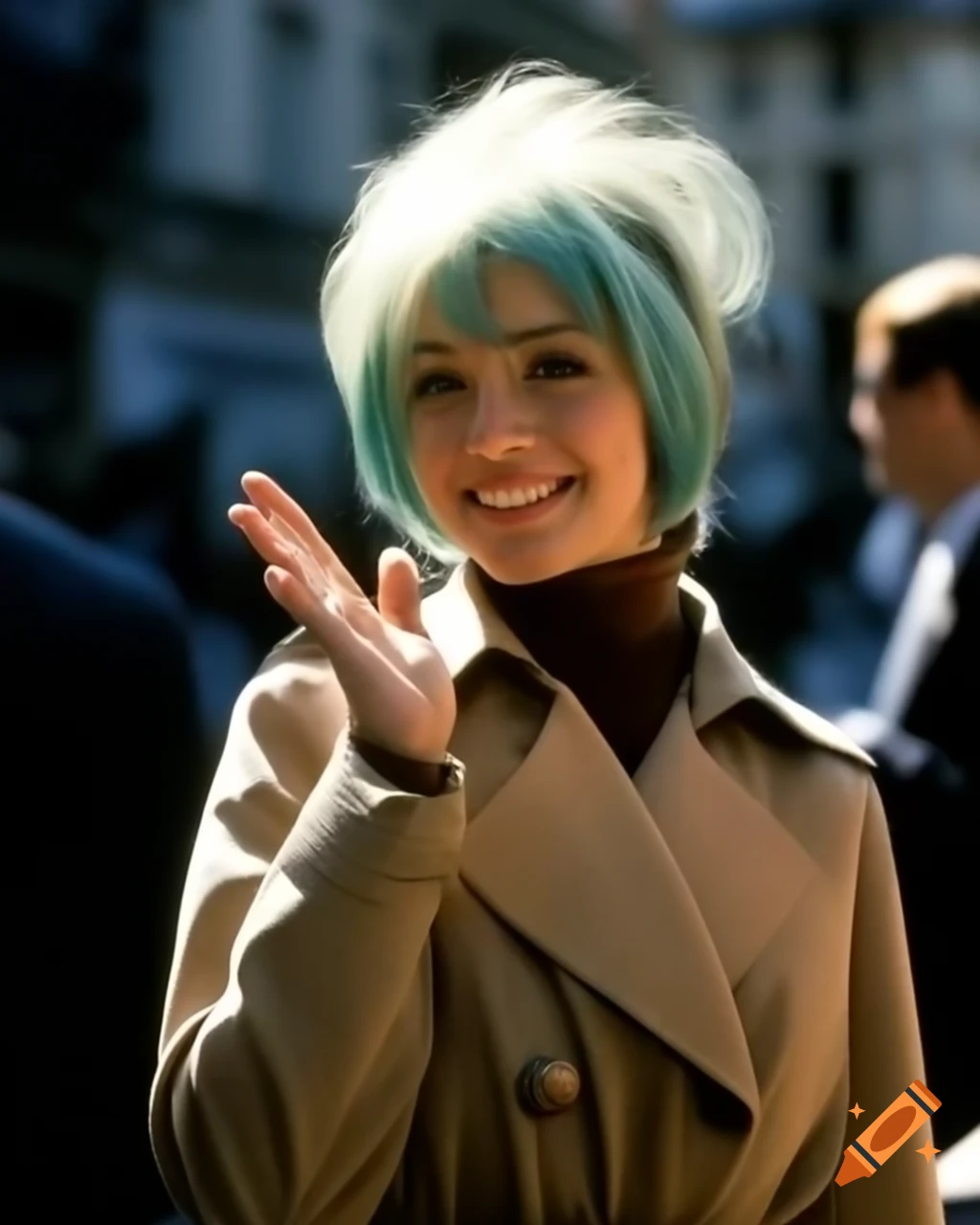 Vintage Photo Of Actress Resembling Miku Hatsune With Peace Sign And vintage-photo-of-actress-resembling-miku-hatsune-with-peace-sign-and