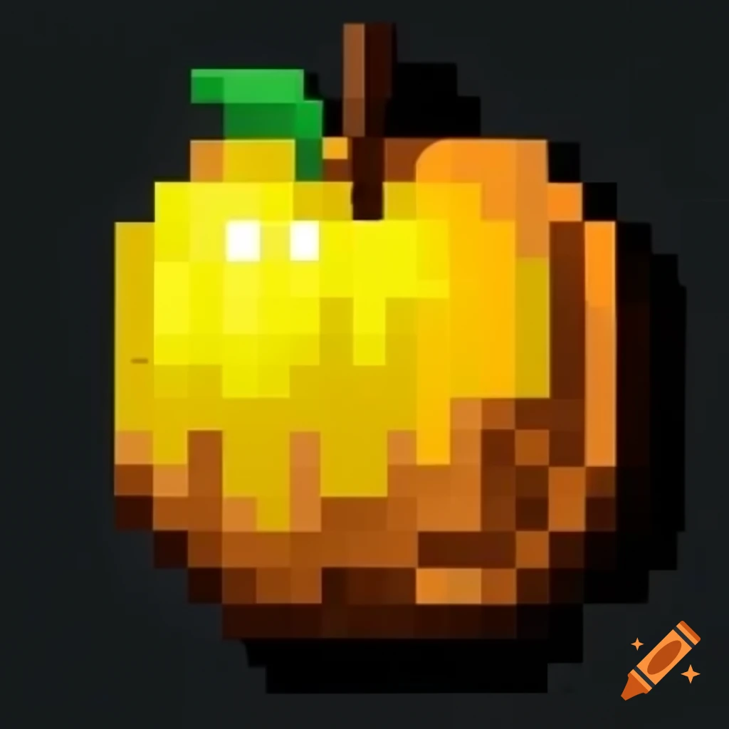16x16 pixel art of a golden apple