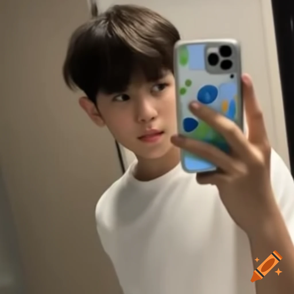 Boy taking a mirror selfie