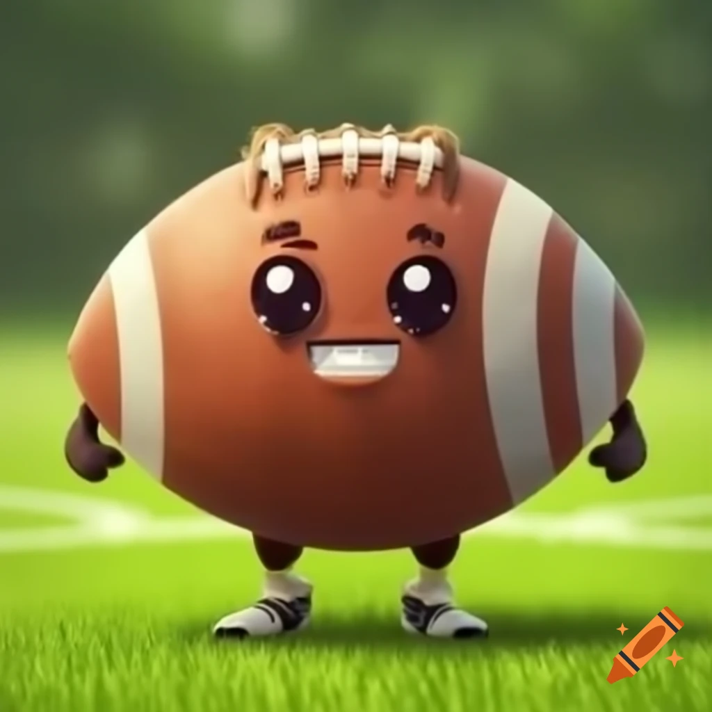 Cute warrior character playing football