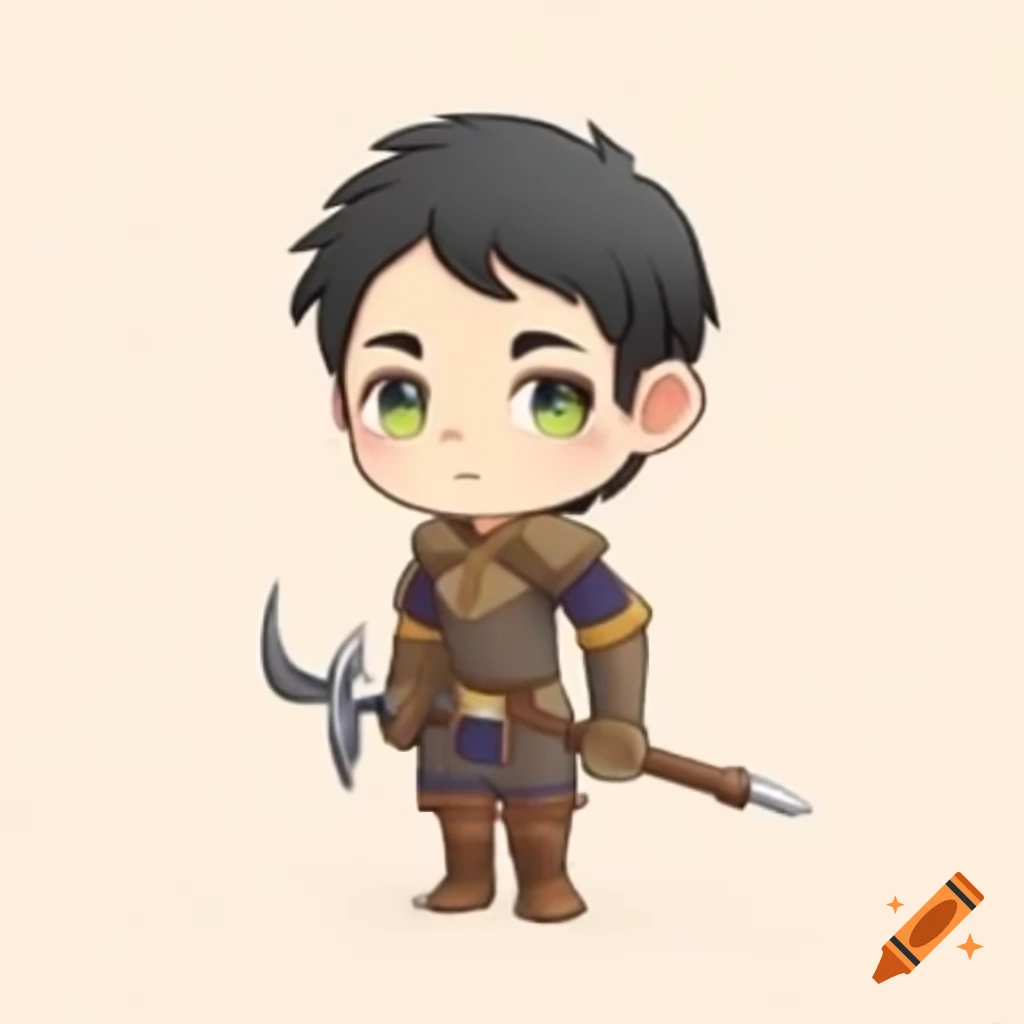 Chibi male adventurer in anime style RPG