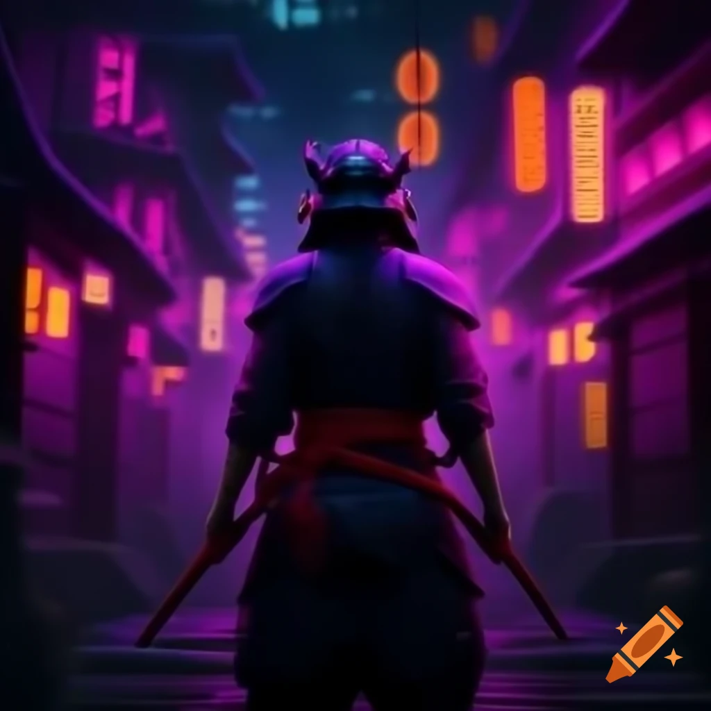 Pirate samurai monk in a neon style