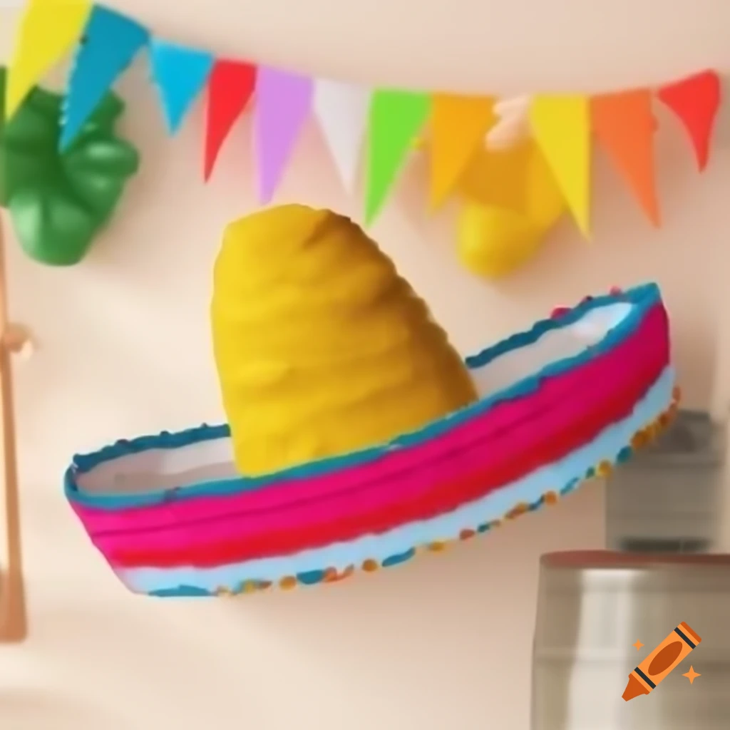 Colorful sombrero piñata decoration
