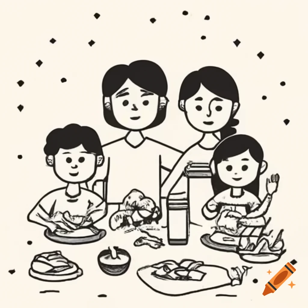 Family picnic with husband, wife, daughter, and son