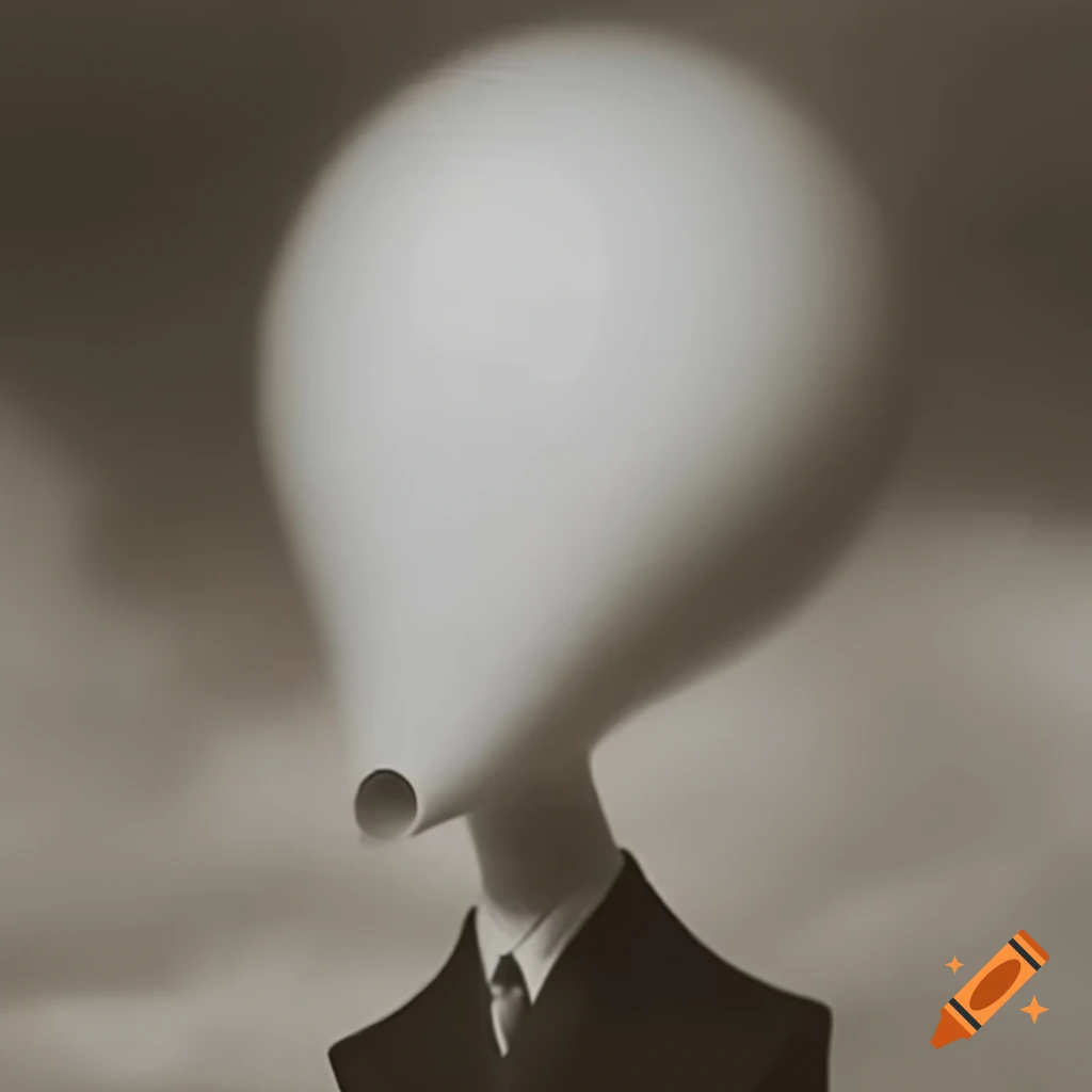 Surrealist artwork in white, black, grey, and sepia tones