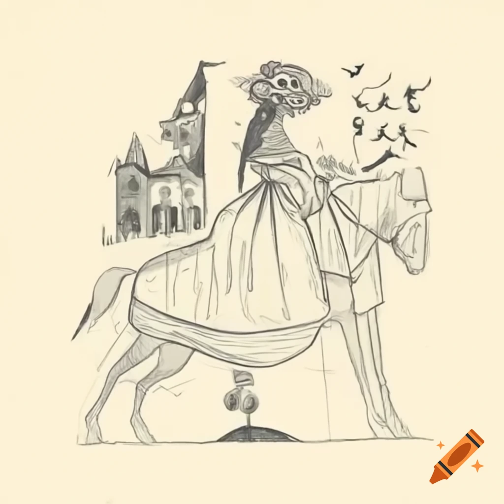 Surreal Orientalist fairytale illustration from 1910s with bold lines