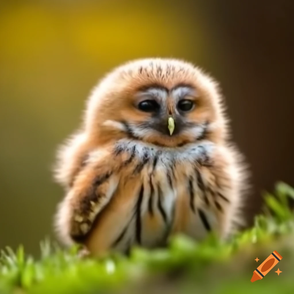 Cute little fox and barred owl together