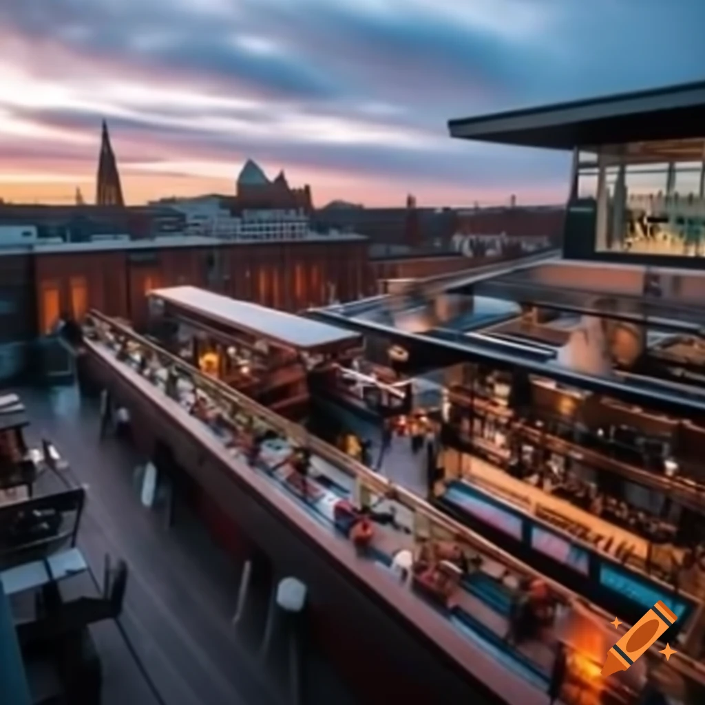 Rooftop bar in Dublin with city views