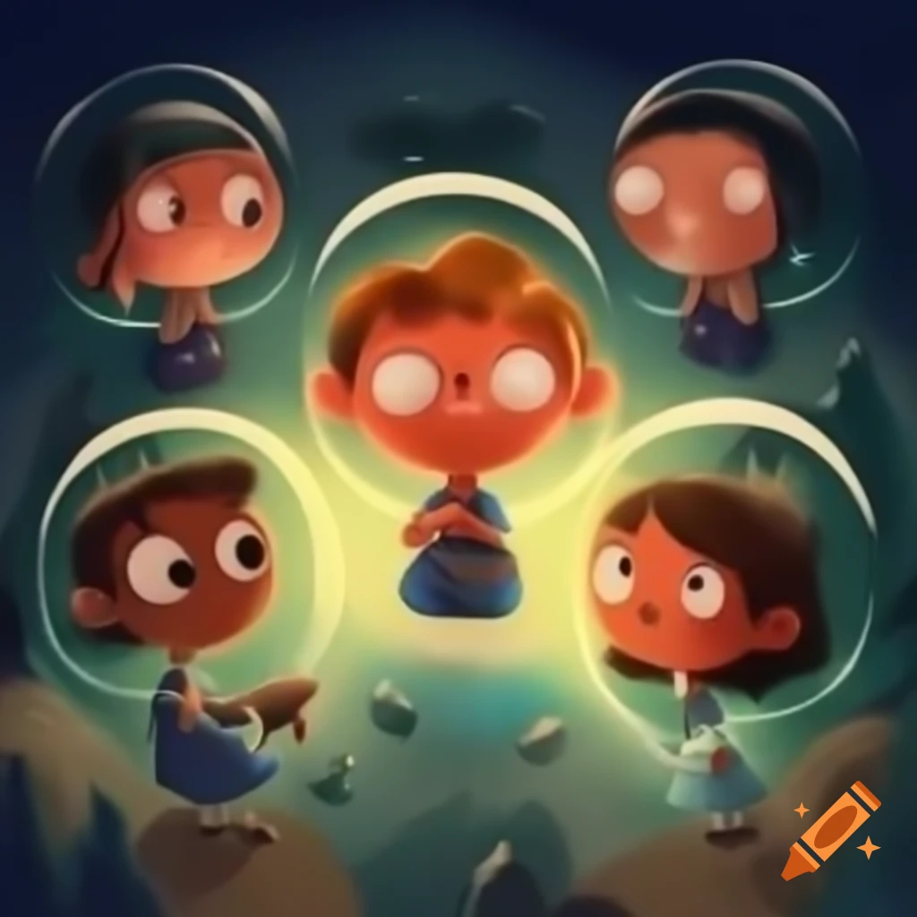 Abstract representation of four transparent scenes orbiting in a thought process