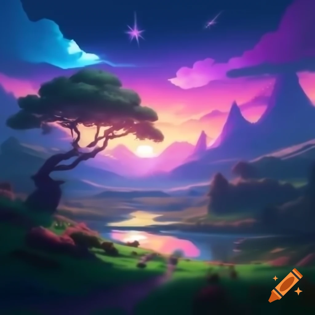 Colorful MMORPG landscape