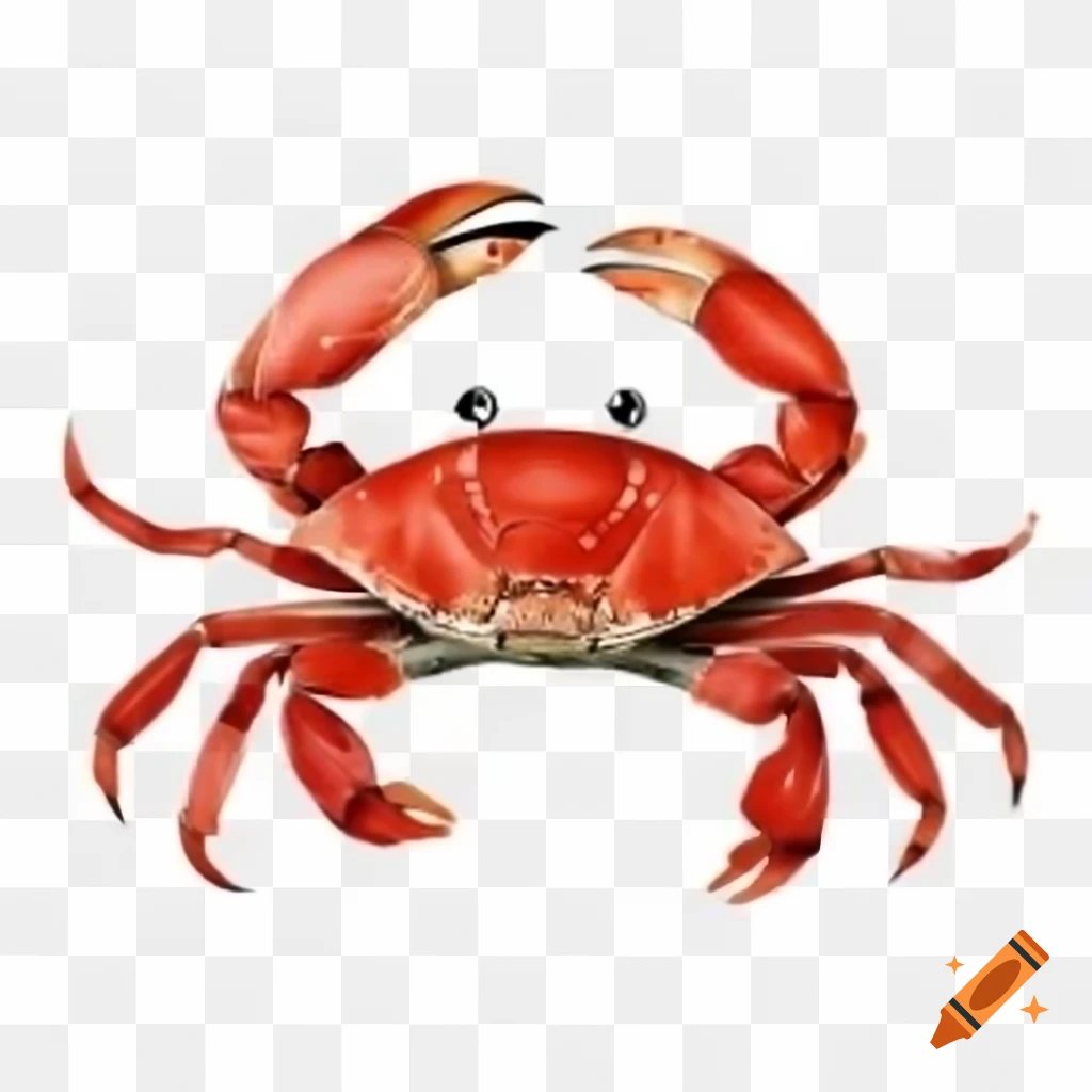 Watercolor painting of a crab on white background