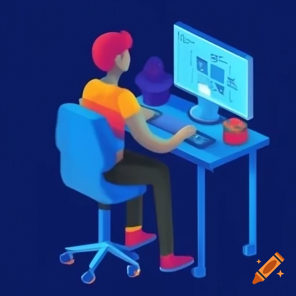 Person Working At Computer Late At Night With Screen Glow On Craiyon