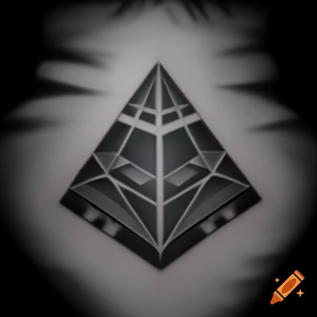 Greyscale neo traditional pyramid tattoo flash design