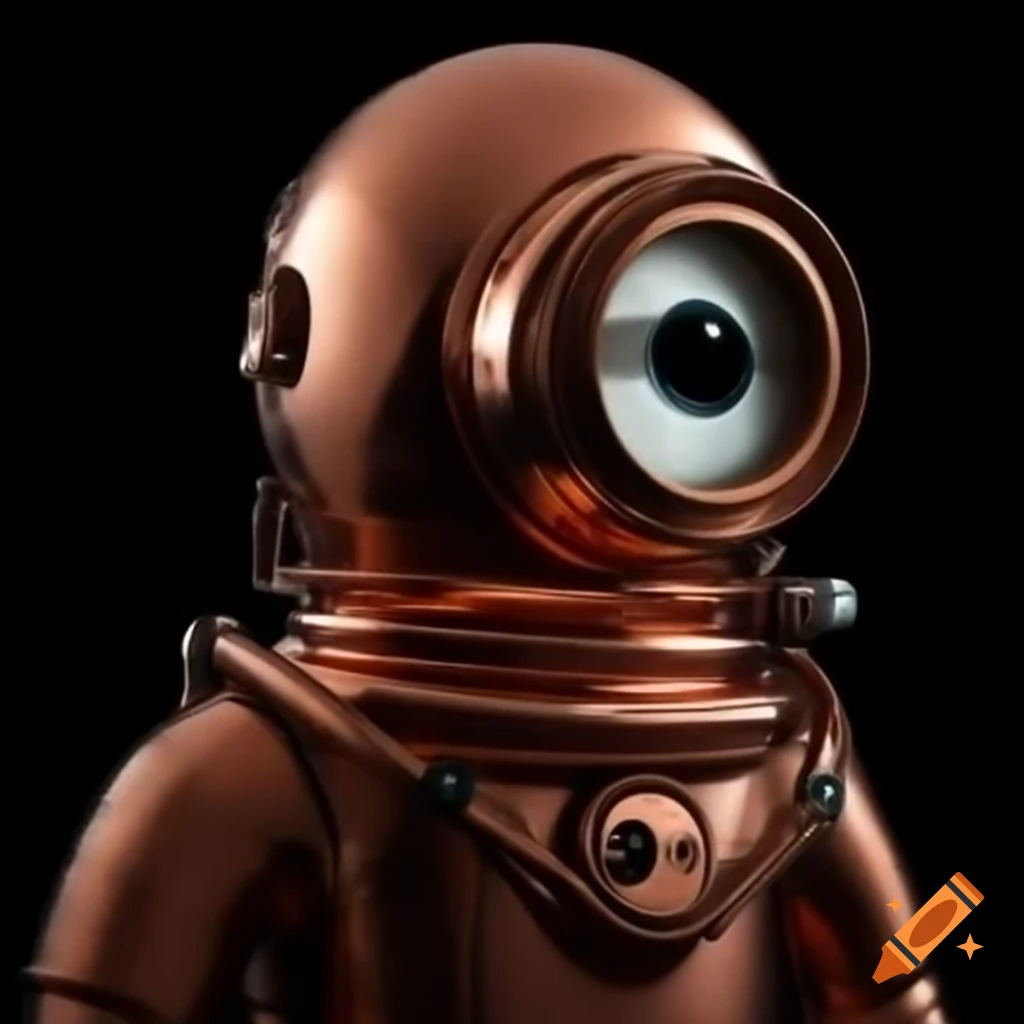 Massive copper diving suit with a prominent single eye