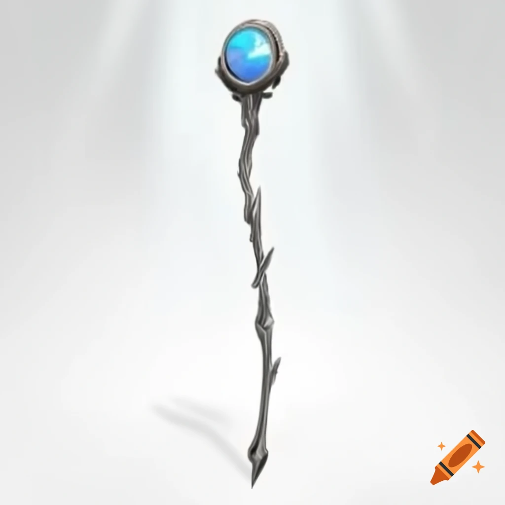 Silver wizard staff with opal gem from Netflix's Dragon Prince concept art