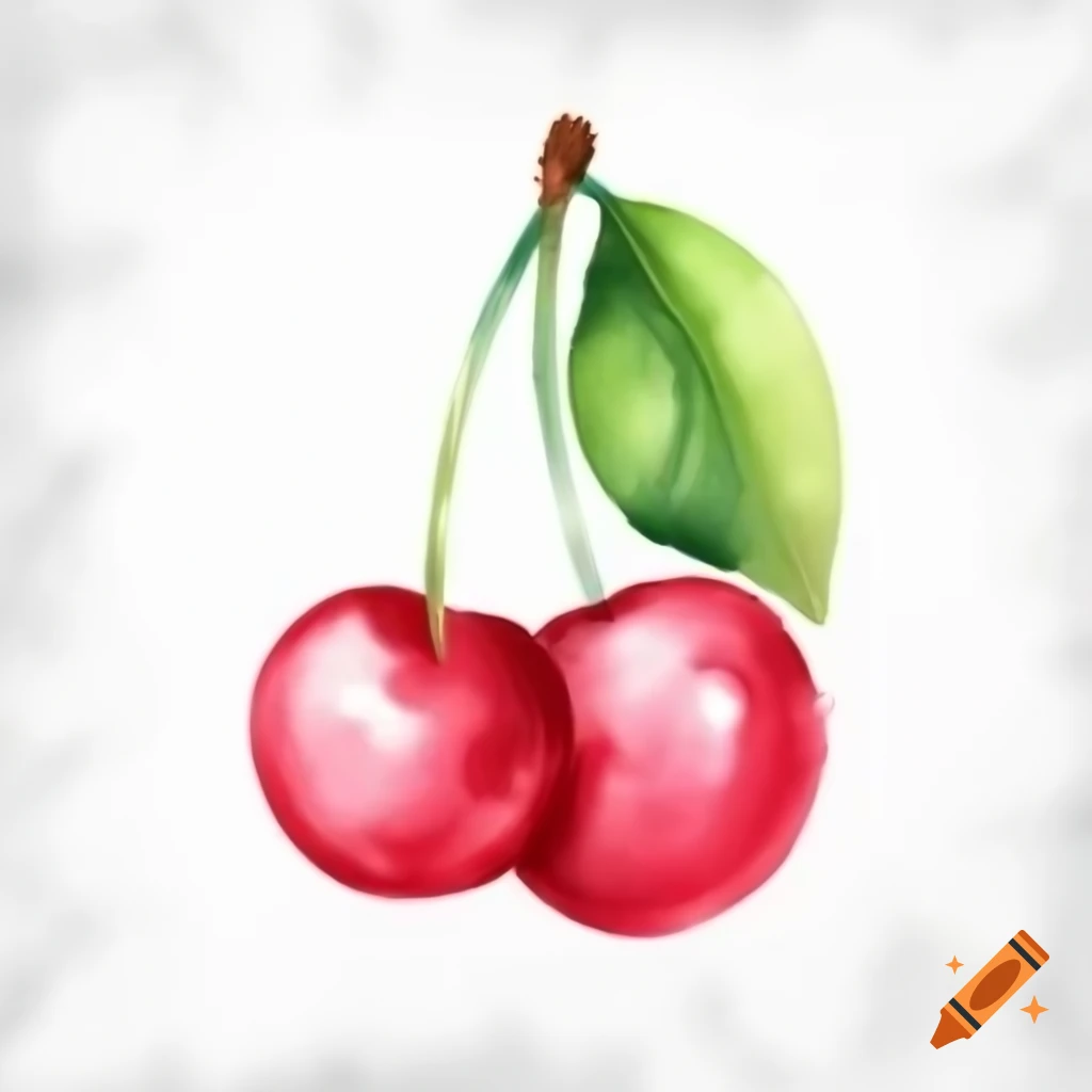 Watercolor cherry flowers on a white background