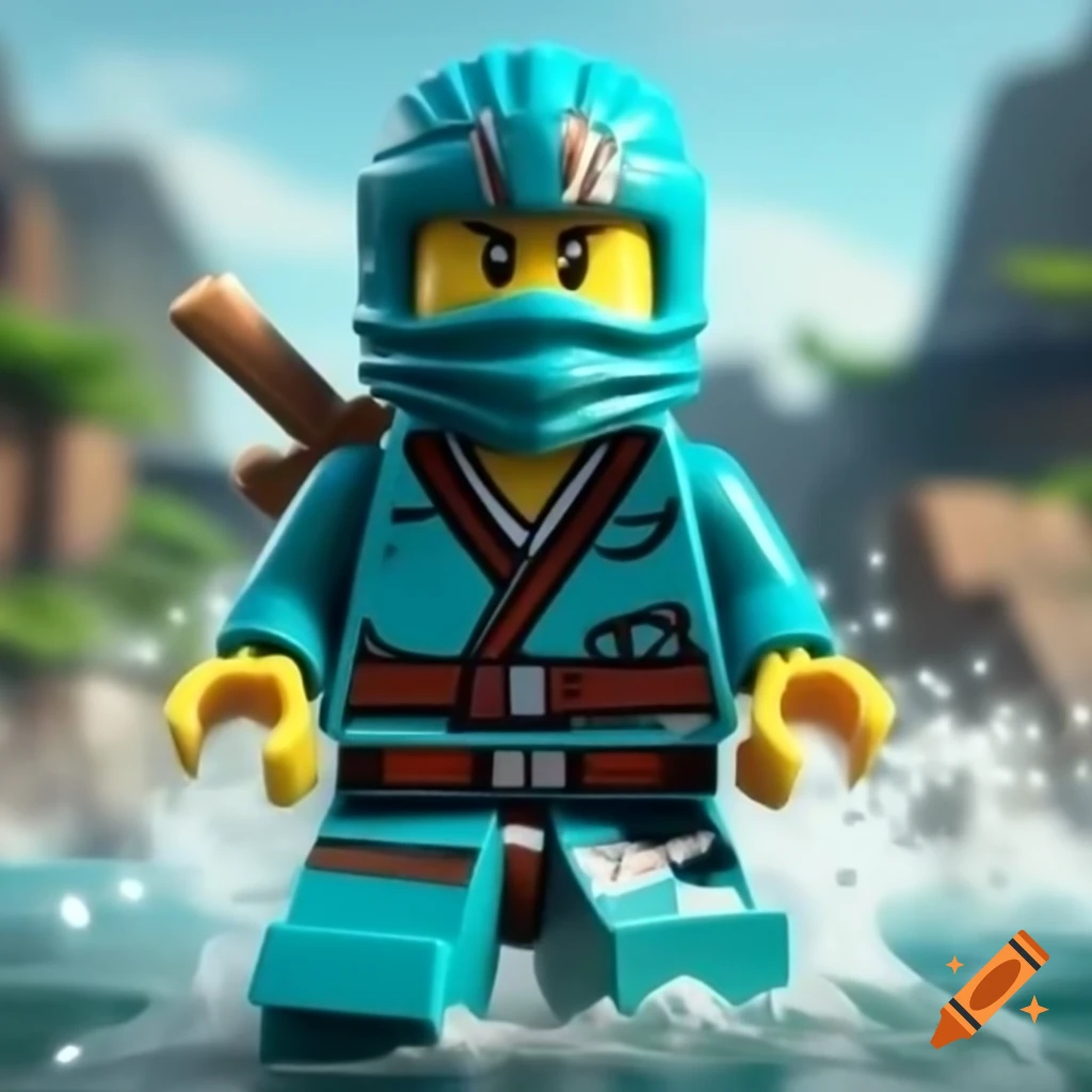 Lego ninja in teal suit representing the power of water