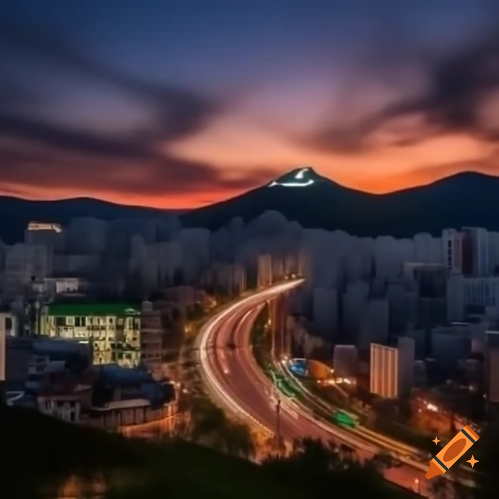 Sunset over South Korea landscape