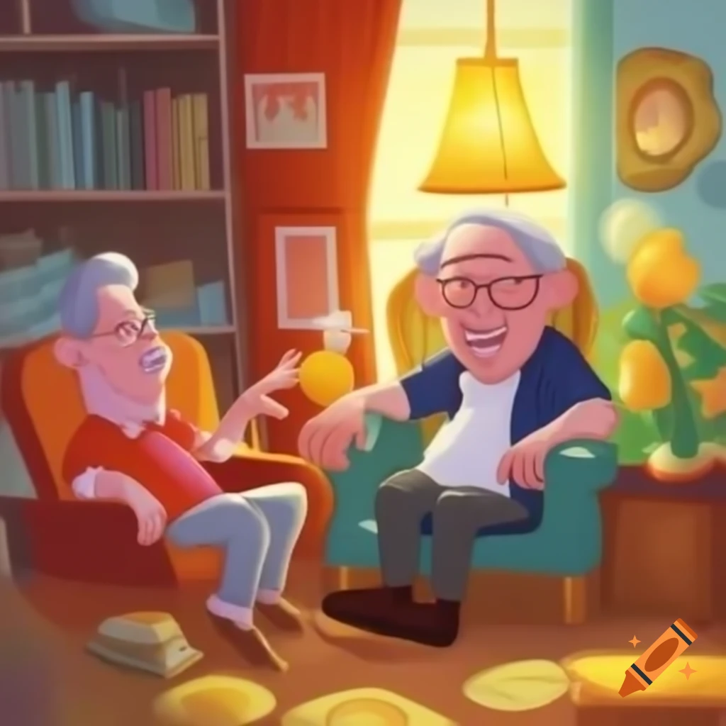 Cartoon of an interview with an elderly person