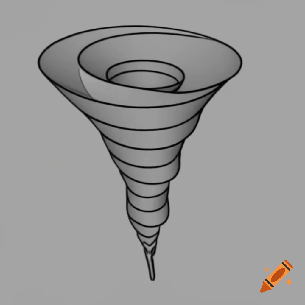 3D spiral design with six circles expanding vertically like a tornado