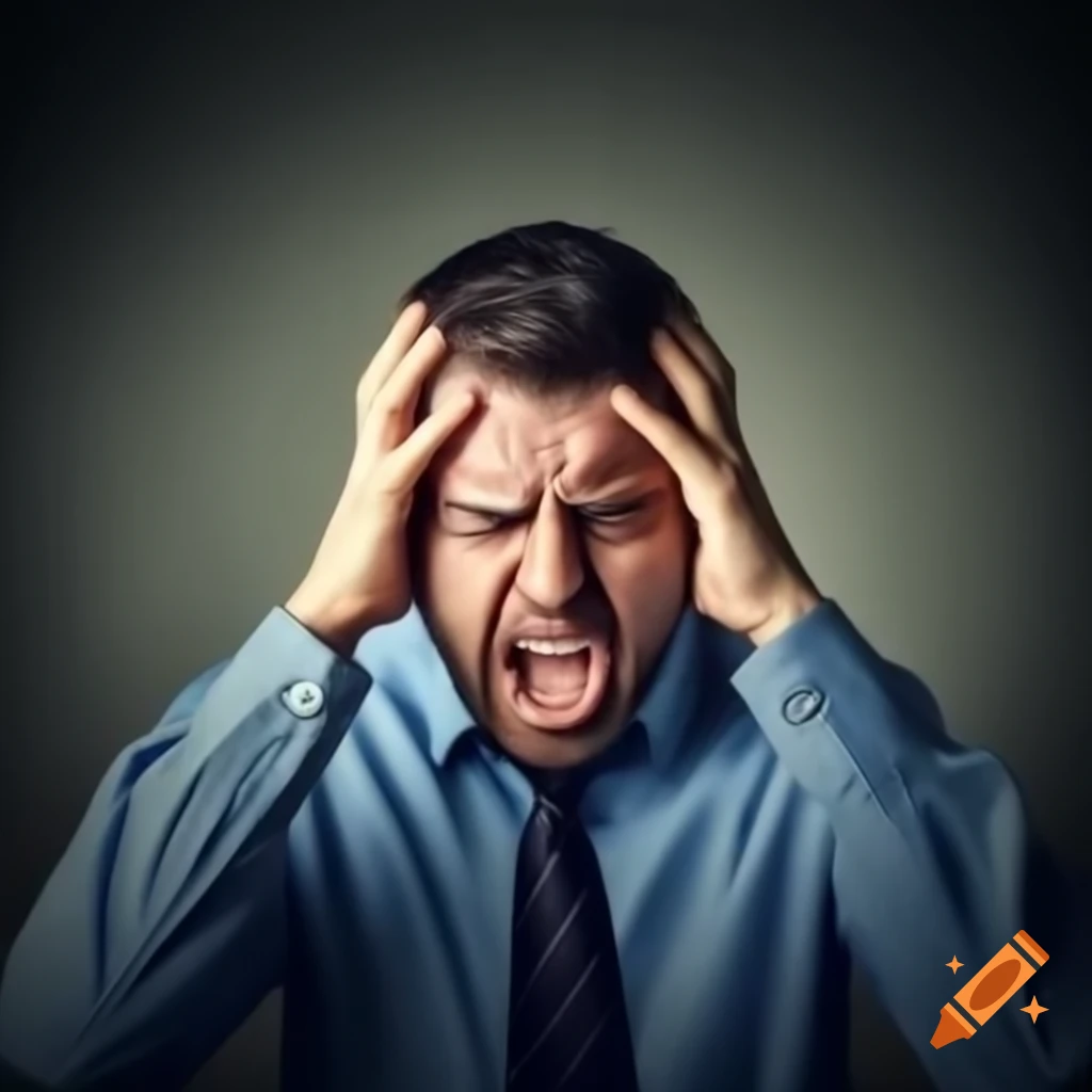 Stressed man displaying anxiety