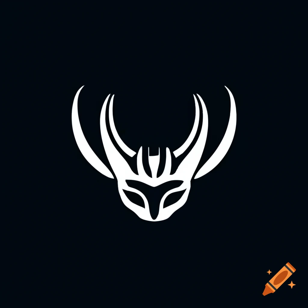 Minimalistic logo of a cat with horns