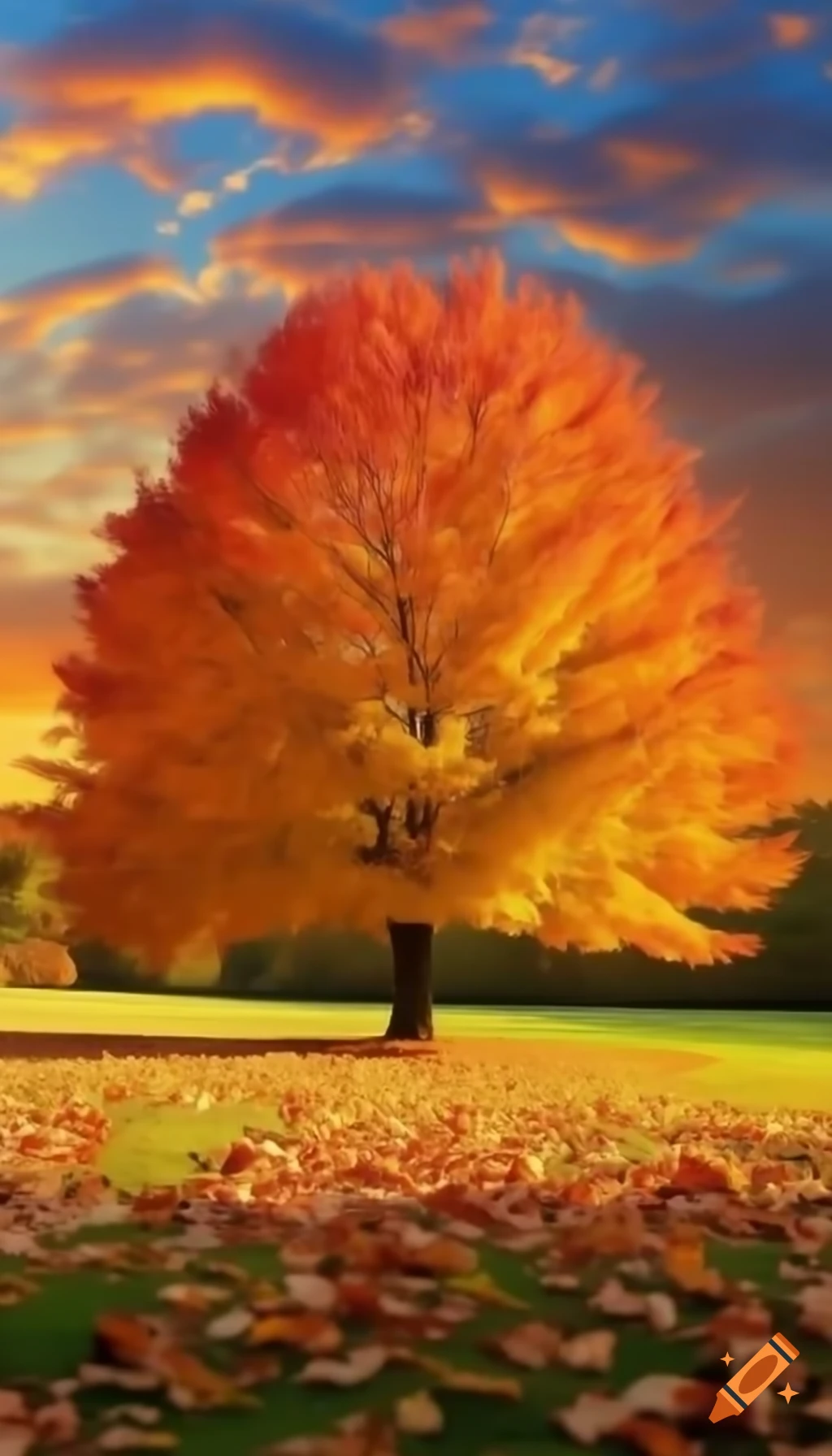 Beautiful fall tree with vibrant foliage