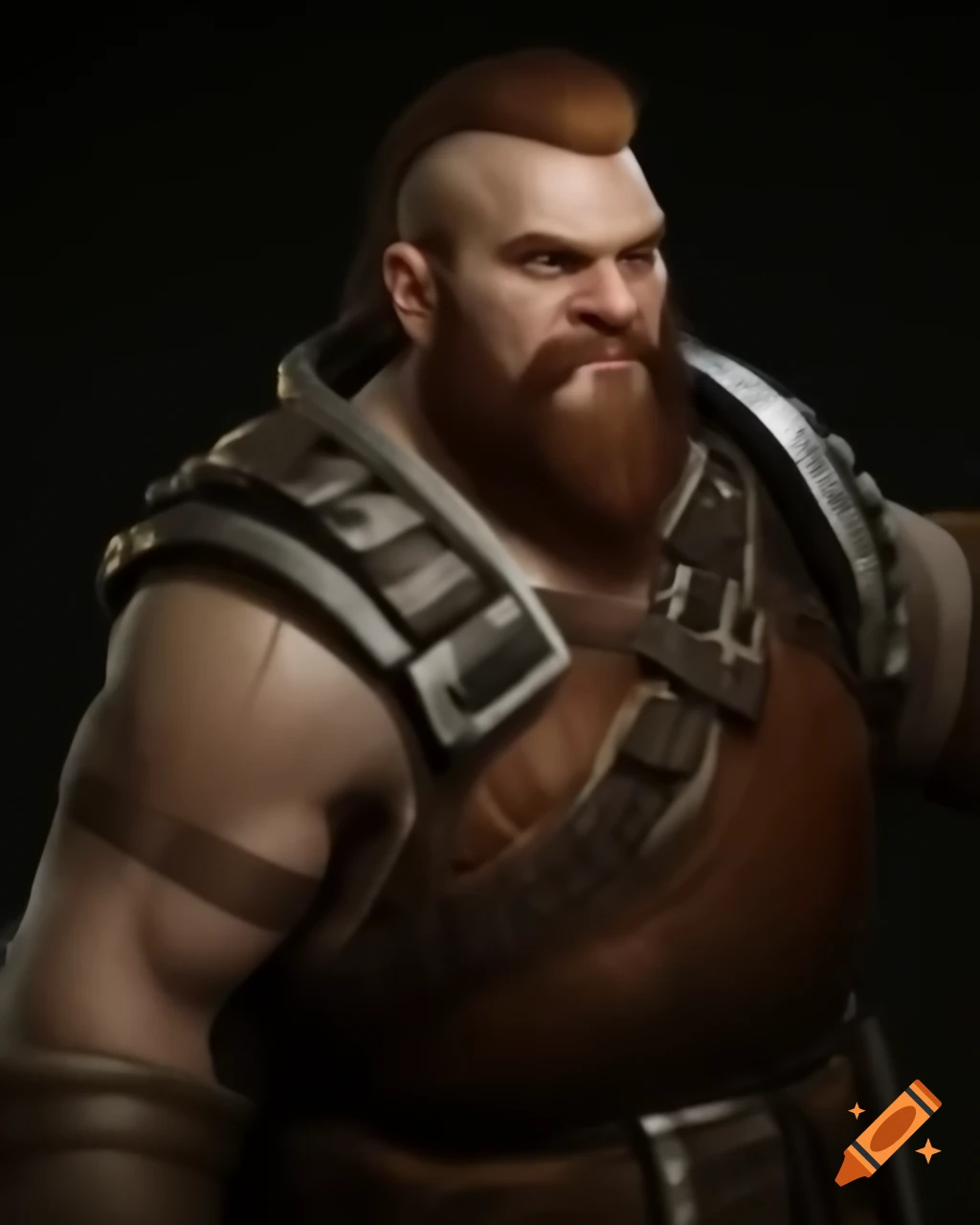 Dwarf miner with dynamite in hand wearing leather and chain armor on