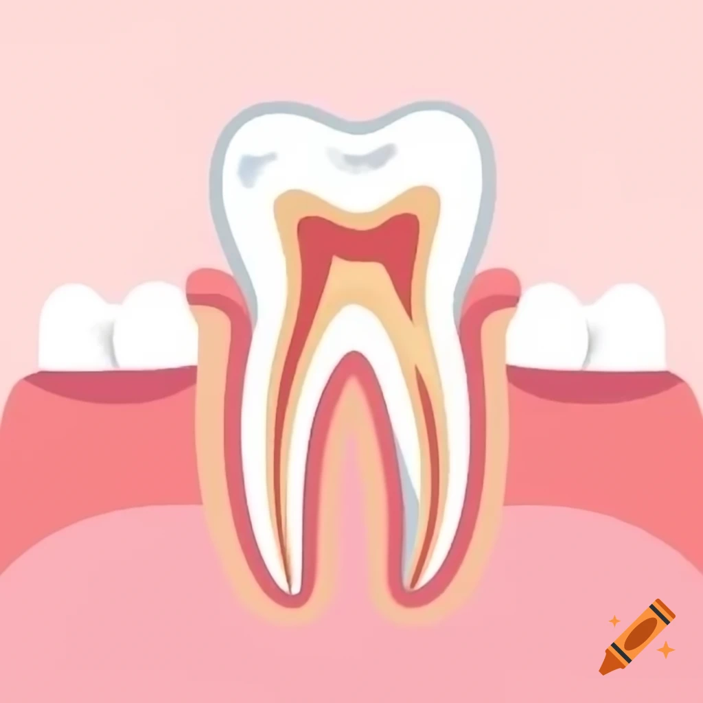 Longitudinal section of mandibular molar showing healthy pulp and normal periodontium