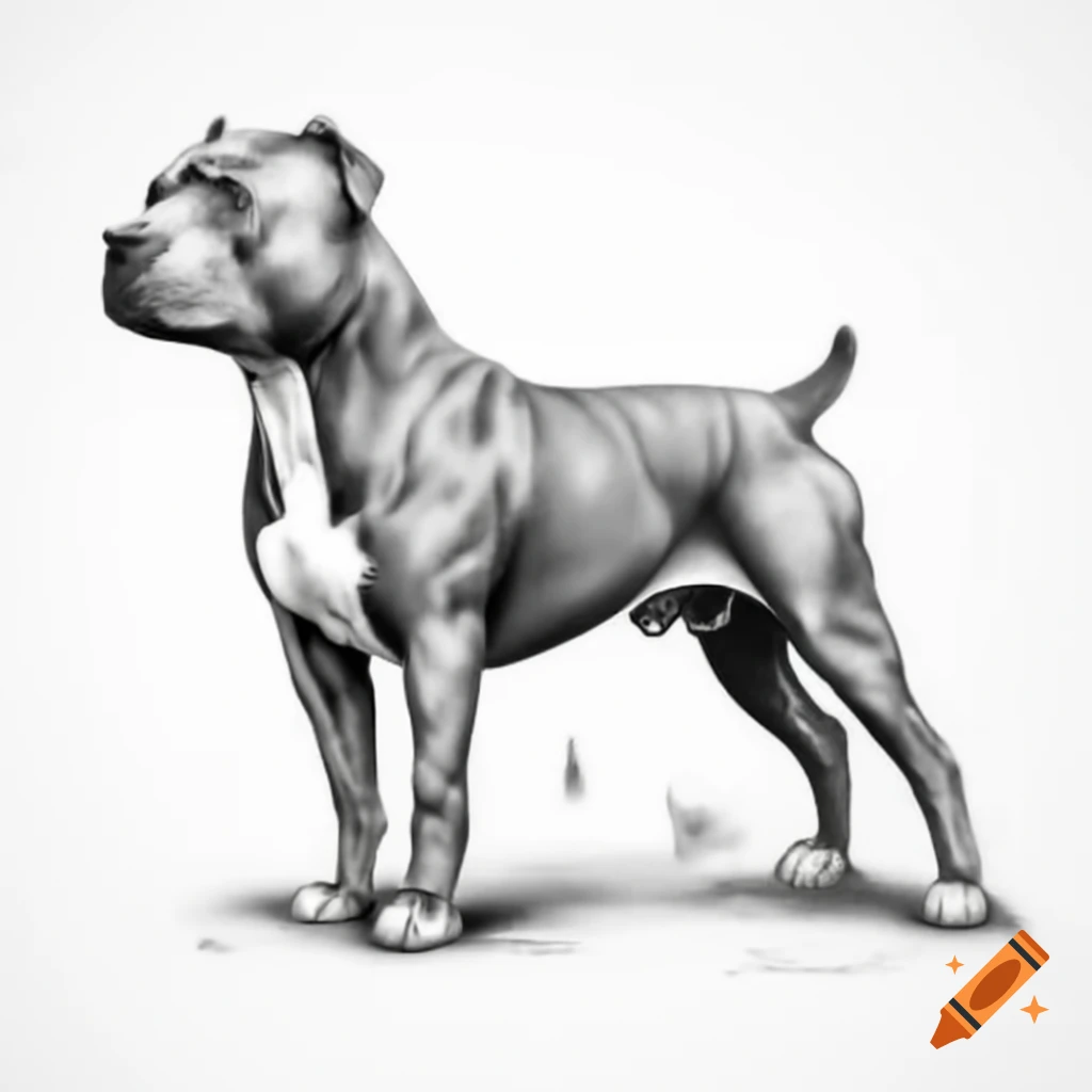 Parodic drawing of a pitbull holding a French flag in its mouth
