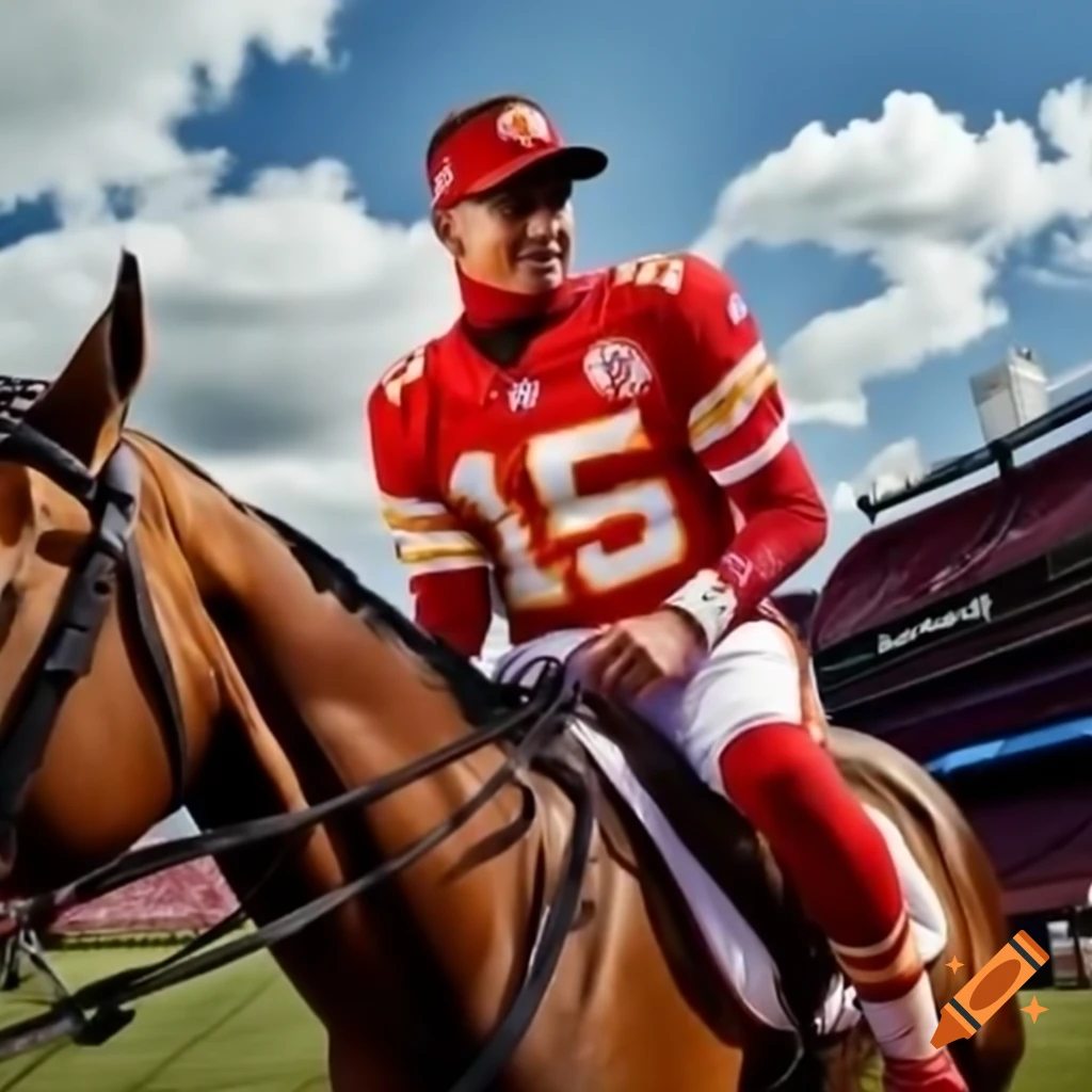 Patrick Mahomes riding a horse