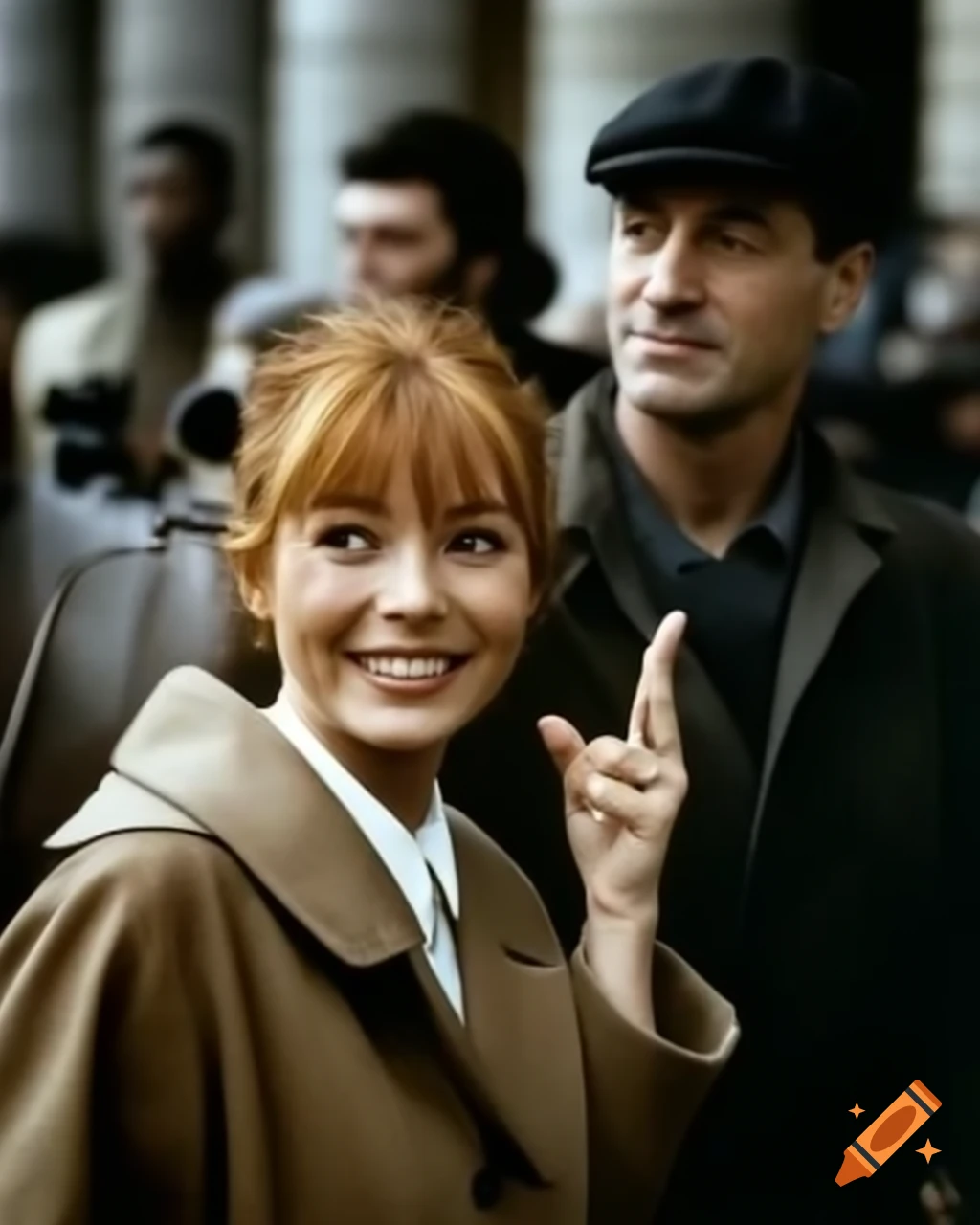 Vintage Paparazzi Photo Of Actress Asuka Langley In Beige Trenchcoat vintage-paparazzi-photo-of-actress-asuka-langley-in-beige-trenchcoat