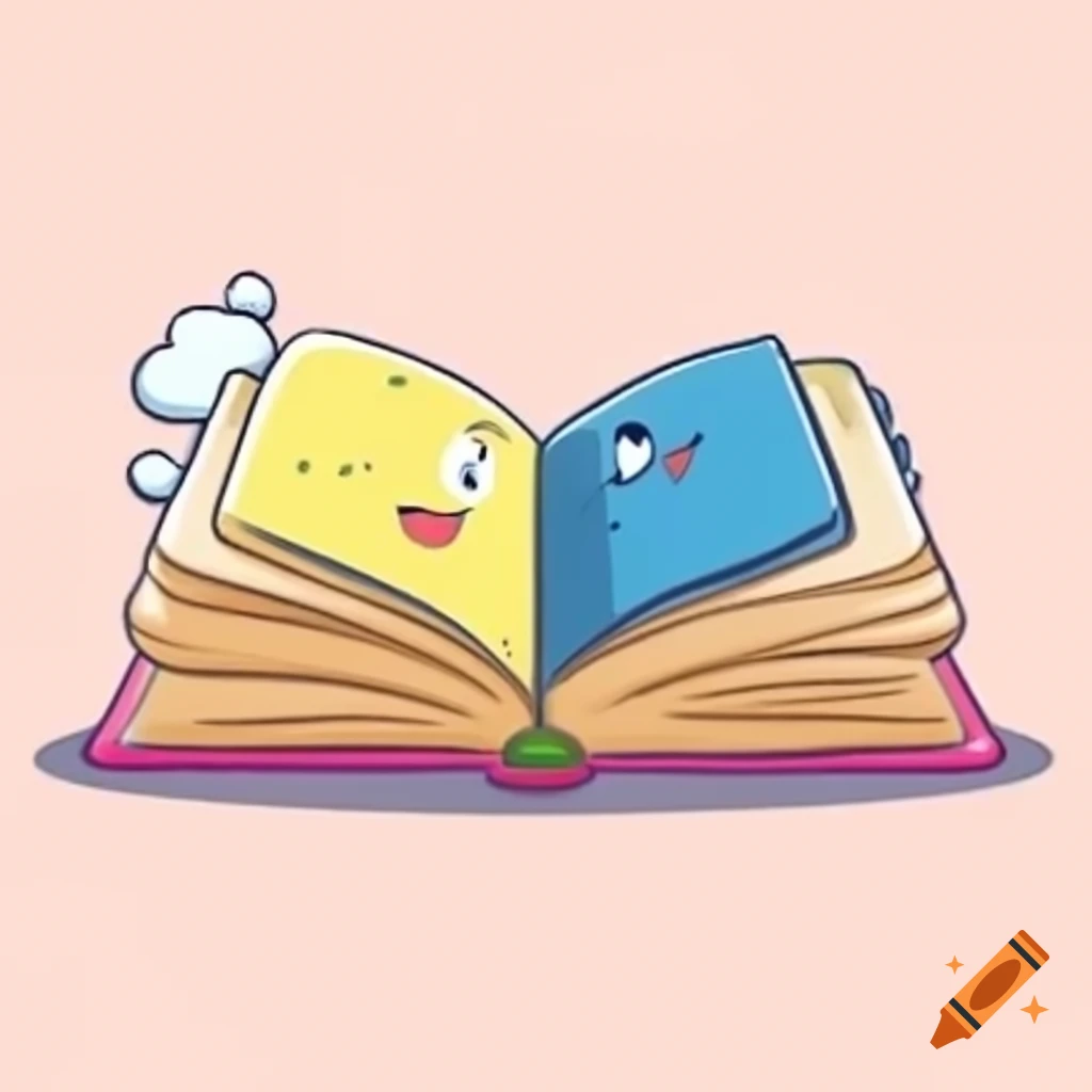 Cartoon illustration of an open book