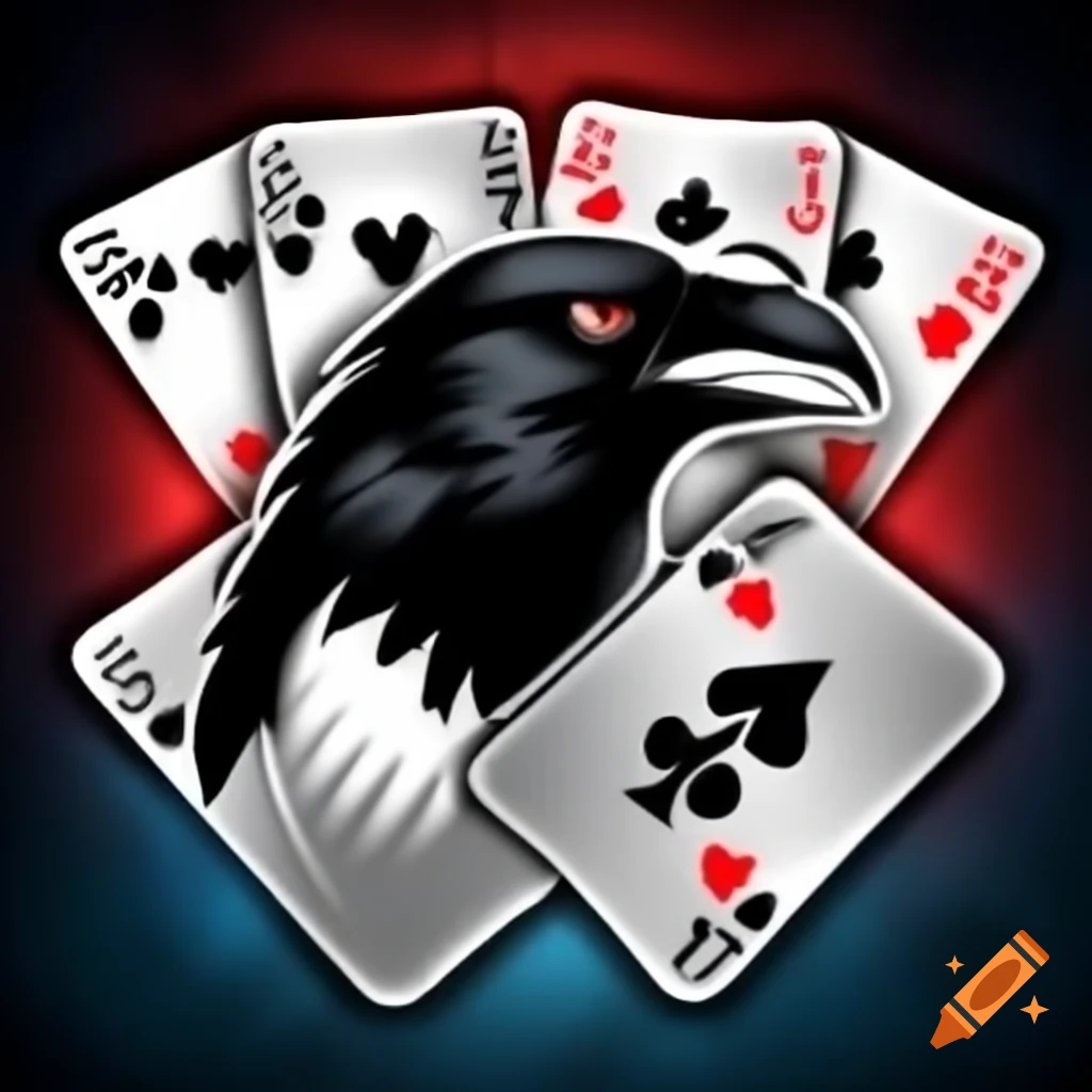 Fierce black crow playing cards with ace of spades