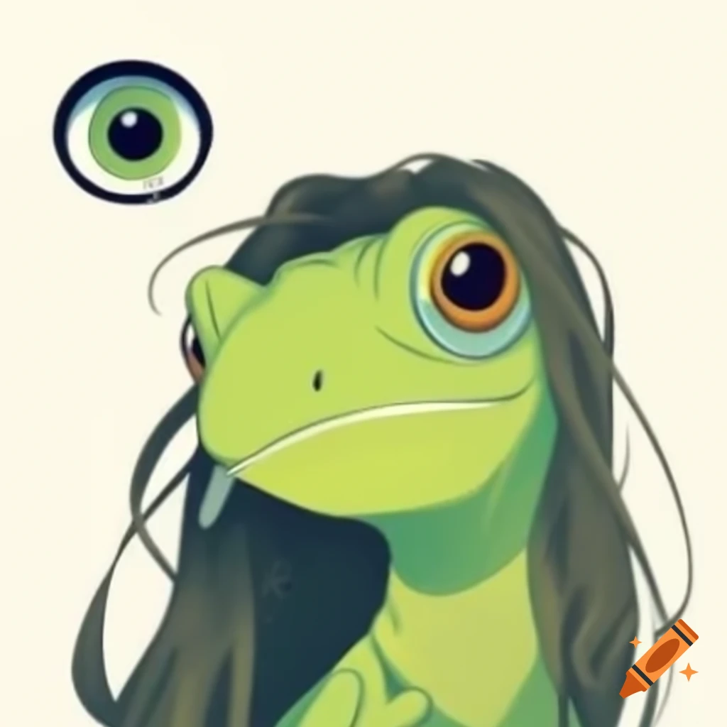 Cartoon female lizard with long hair in Wind Waker art style