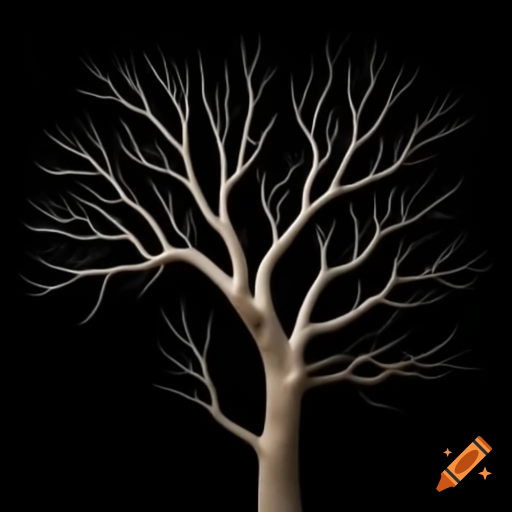 Tree branches silhouette against black background